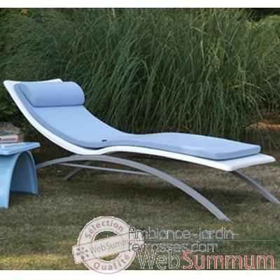 Chaise longue design Vagance blanche matelas bleu clair Art Mely - AM10