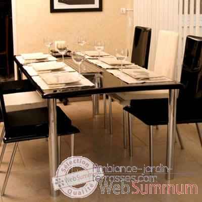 Table repas design Saint Tropez noire pieds chromes Art Mely - AM26