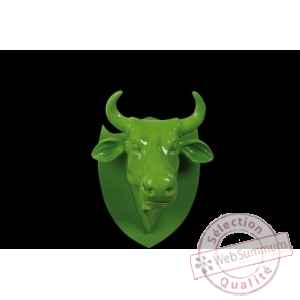 Figurine Trophee vache cowhead green  25cm Art in the City 80994