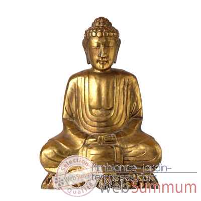 Bouddha assis finition doree 30 cm Bali -BSch30G