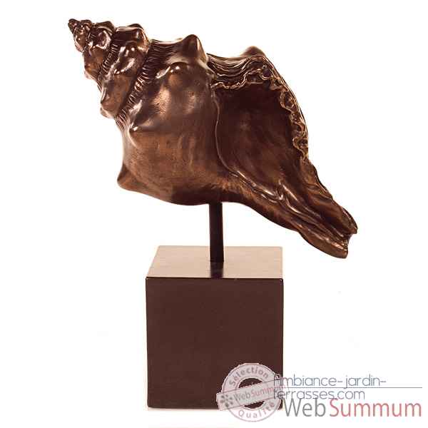 Sculpture-Modèle Conch Table Sculture w. Box Pedestal, surface bronze nouveau et fer-bs1715nb/iro