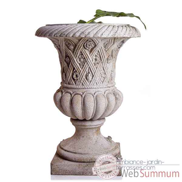 Vases-Modele Spring Urn, surface pierres romaine combines au fer-bs2131ros/iro