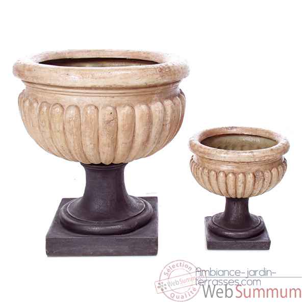 Vases-Modele Bath Urn, surface gres combines avec du fer-bs3094sa/iro