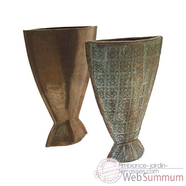 Vases-Modèle Koi Vase, surface bronze avec vert-de-gris-bs3230vb