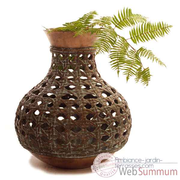 Vases-Modèle Mactan Vase, surface bronze avec vert-de-gris-bs3275vb
