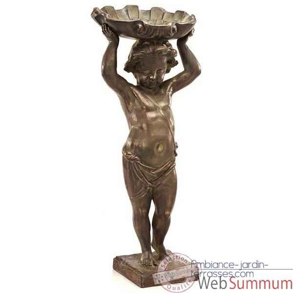Video Fontaine Cherub Shell Fountainhead, bronze et vert-de-gris -bs3143vb