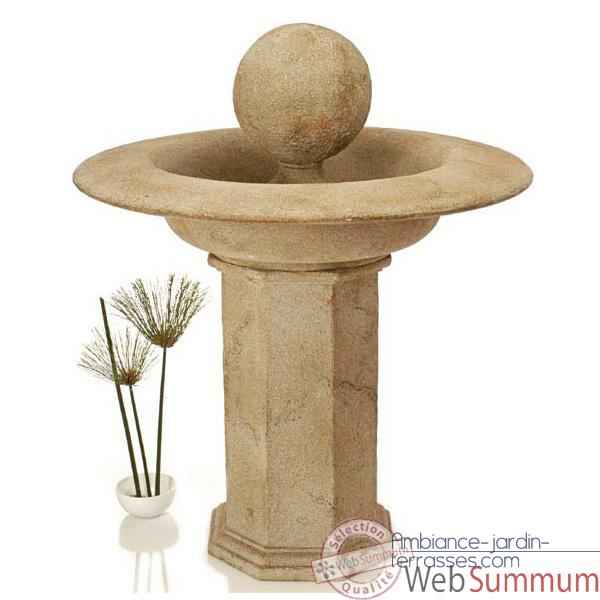 Fontaine Carva Ball Fountain on Octagonal Pedestal, grès -bs4066sa