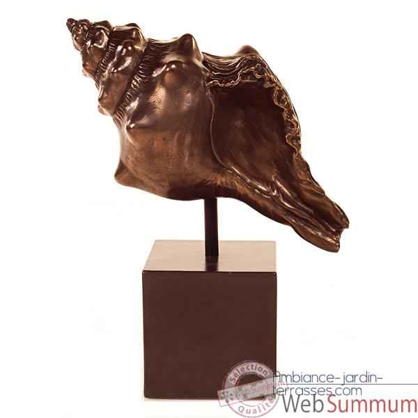 Sculpture Conch Table Sculture Box Pedestal, bronze nouveau et fer -bs1715nb -iro