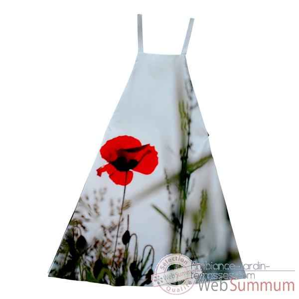 Maron Bouillie-Tablier-robe illustration fleurs coquelicots.