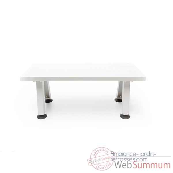 Banc marina cadre en acier laque blanc + plateau de table en fibre de verre blanc Extremis -MBA3W0170