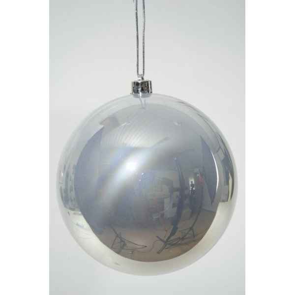 Boule plastique uni brillant 200 mm argent satine Kaemingk -22470