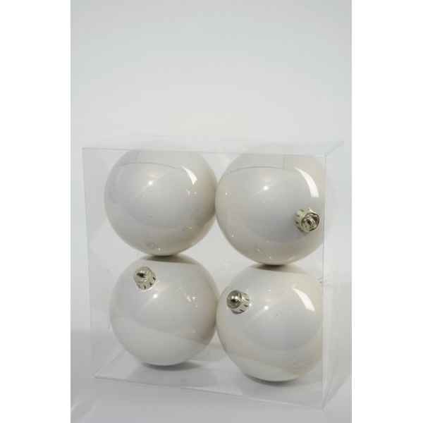 Boules plastique uni brill-mat 100 mm blanc laine Kaemingk -22209