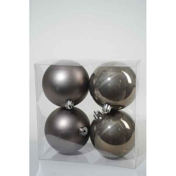 Boules plastique uni brill-mat 100 mm gris argile Kaemingk -22210