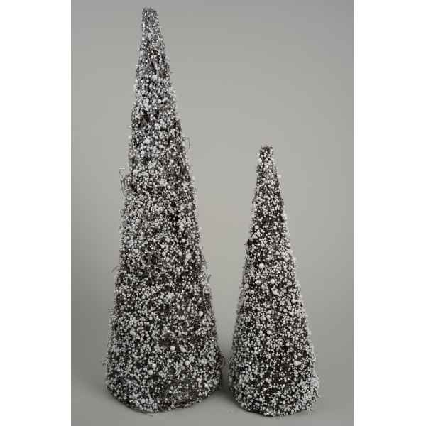 Cone en rotin baies neige avec finition paillettes Kaemingk -731189