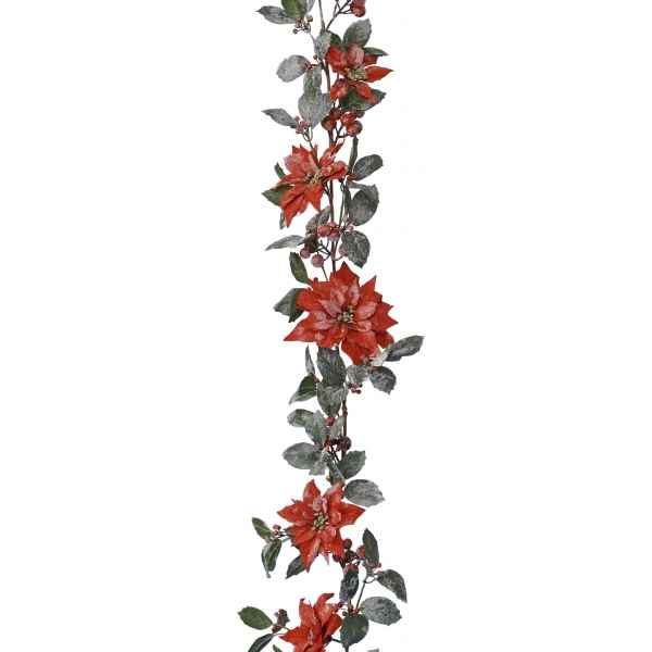 Guirlande deco poinsettia enneigee 180 cm Kaemingk -685128