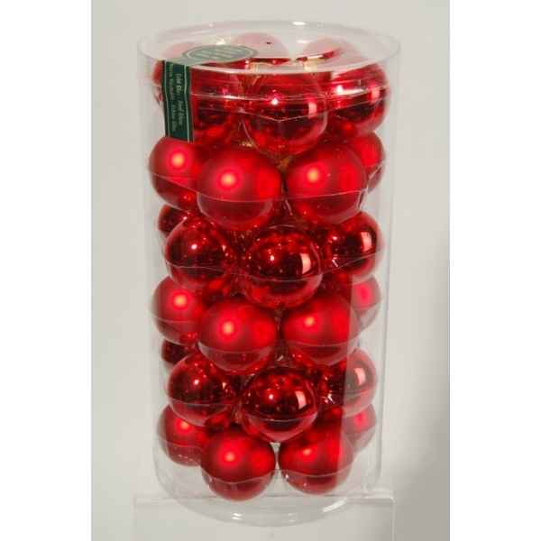 Mini-boules en verre brill-mat 40 mm rouge noel Kaemingk -10410