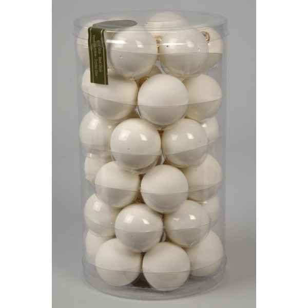 Mini-boules en verre email-mat 40 mm blanc laine Kaemingk -10412