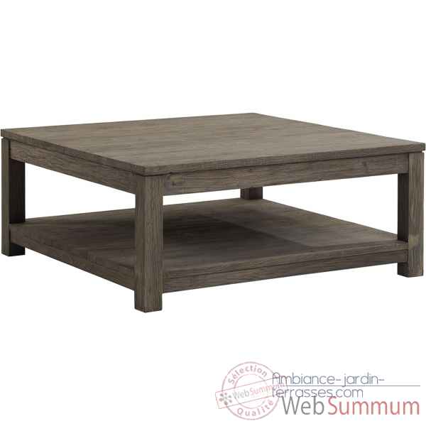 Table basse carree gy drift Teck Recycle gris brosse KOK M41G