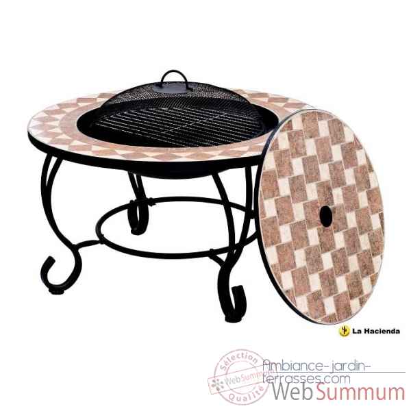 Foyer en mosaique, barbecue et table napoli coloris mosaique / noir La Hacienda -58142