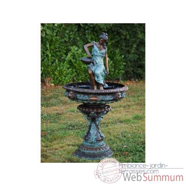 Sculpture femme avec cruchon fontaine en bronze thermobrass -b52290