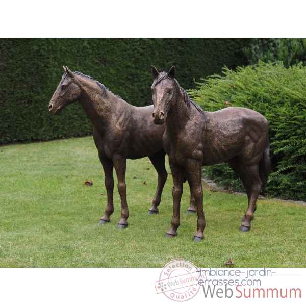 Statue bronze couple de chevaux -B1309