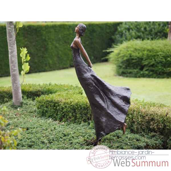 Statue bronze femme penchee en arriere -B47336