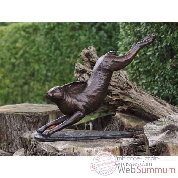 Statue bronze lievre qui court -B94570