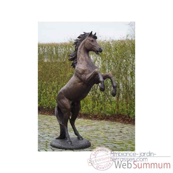 Statue en bronze cheval cabre 183 cm -b1109r