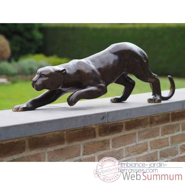 Statue en bronze guepard 90 cm thermobrass -an2063br-b