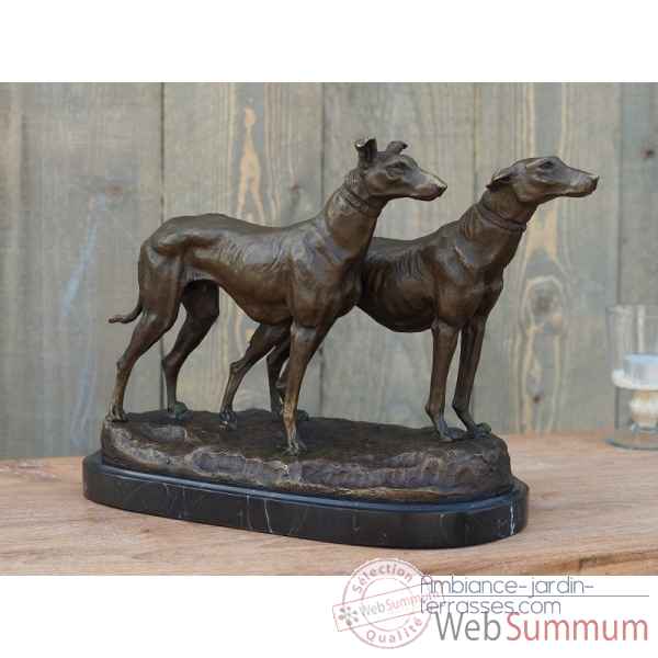 Statue en bronze paire de levriers thermobrass -an1235br-b-2