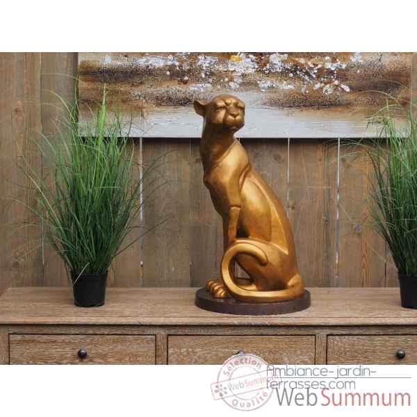 Statuette jaguar assis bronze -AN2253BR-HP