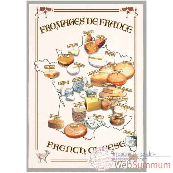 Torchon imprimé fromages de France -1065