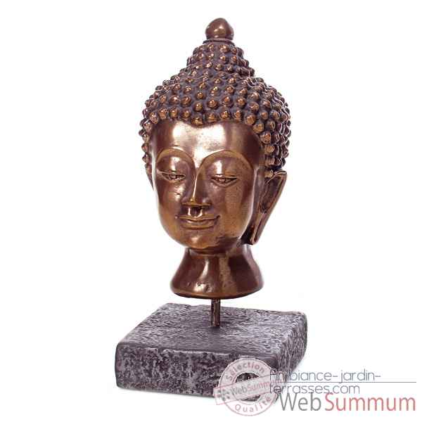 Sculpture-Modele Buddha Head, surface bronze nouveau et fer-bs3139nb/iro