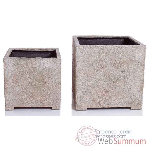 Vases-Modele Cube Planter Medium,  surface granite-bs3320gry