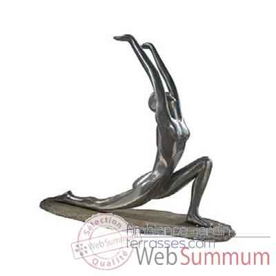 Sculpture Yoga Worship Pose on Rock, bronze nouveau -bs1509nb