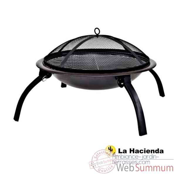 Barbecue sur pieds pliants et sac camping coloris noir La Hacienda -58106