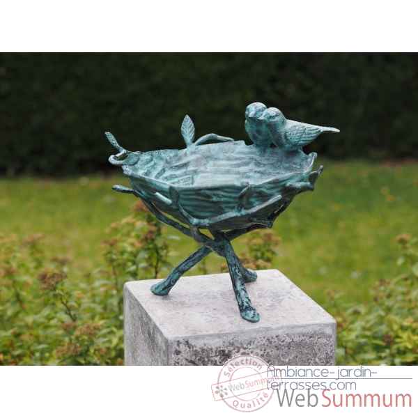 Statuette bain d\'oiseaux bronze -GA1815BR-V